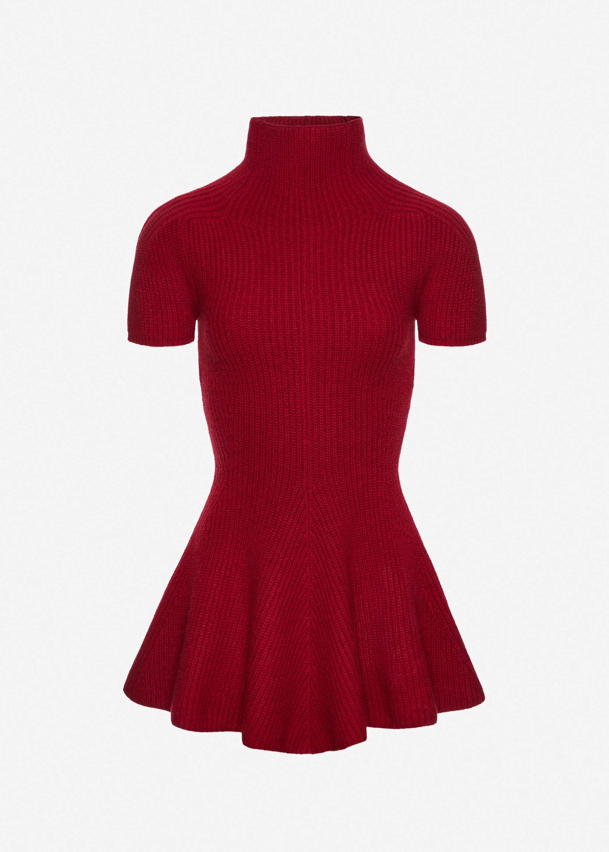 Short-sleeve cashmere dress in red - 1