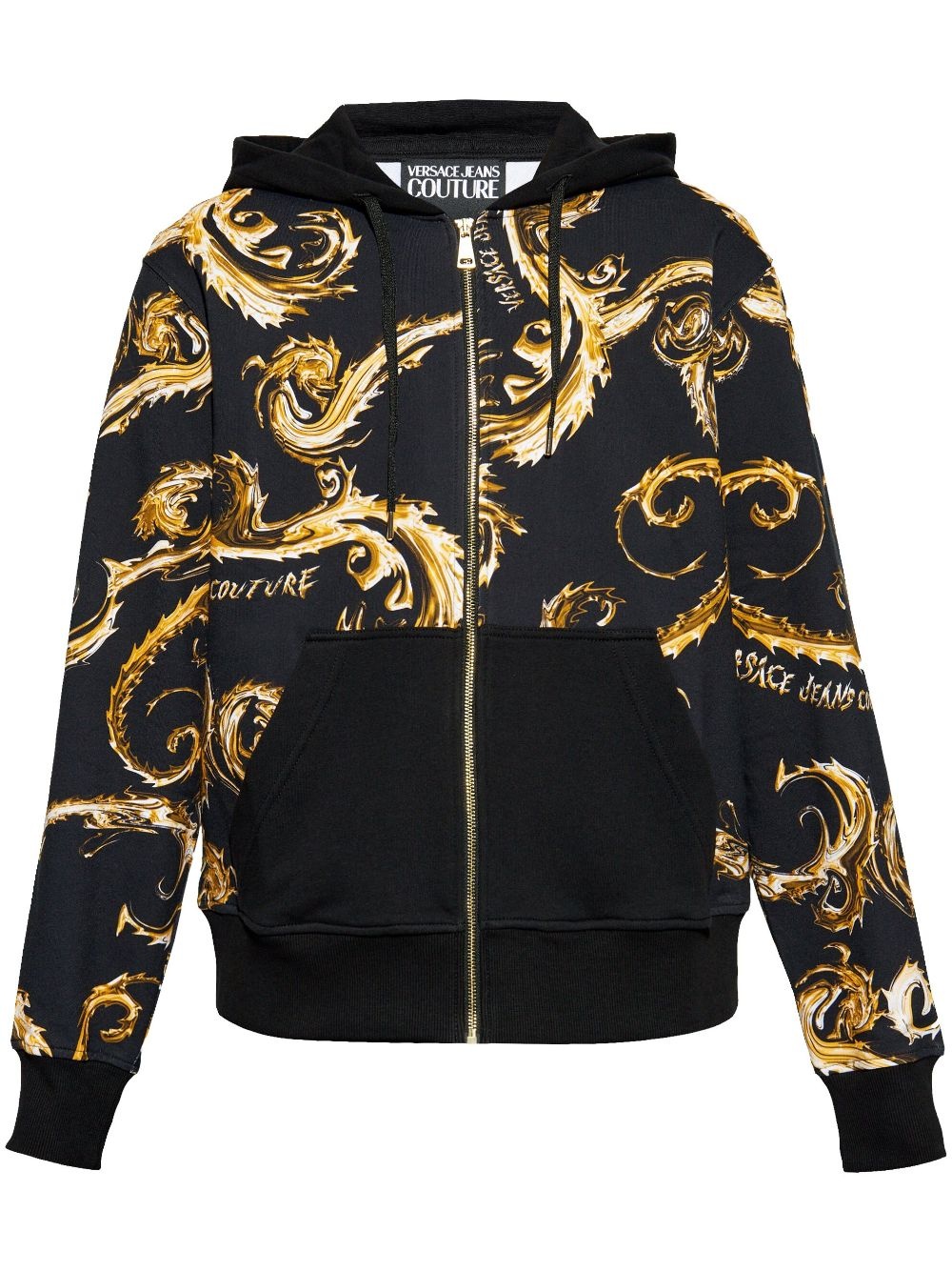 Barocco-print zip-up hoodie - 1