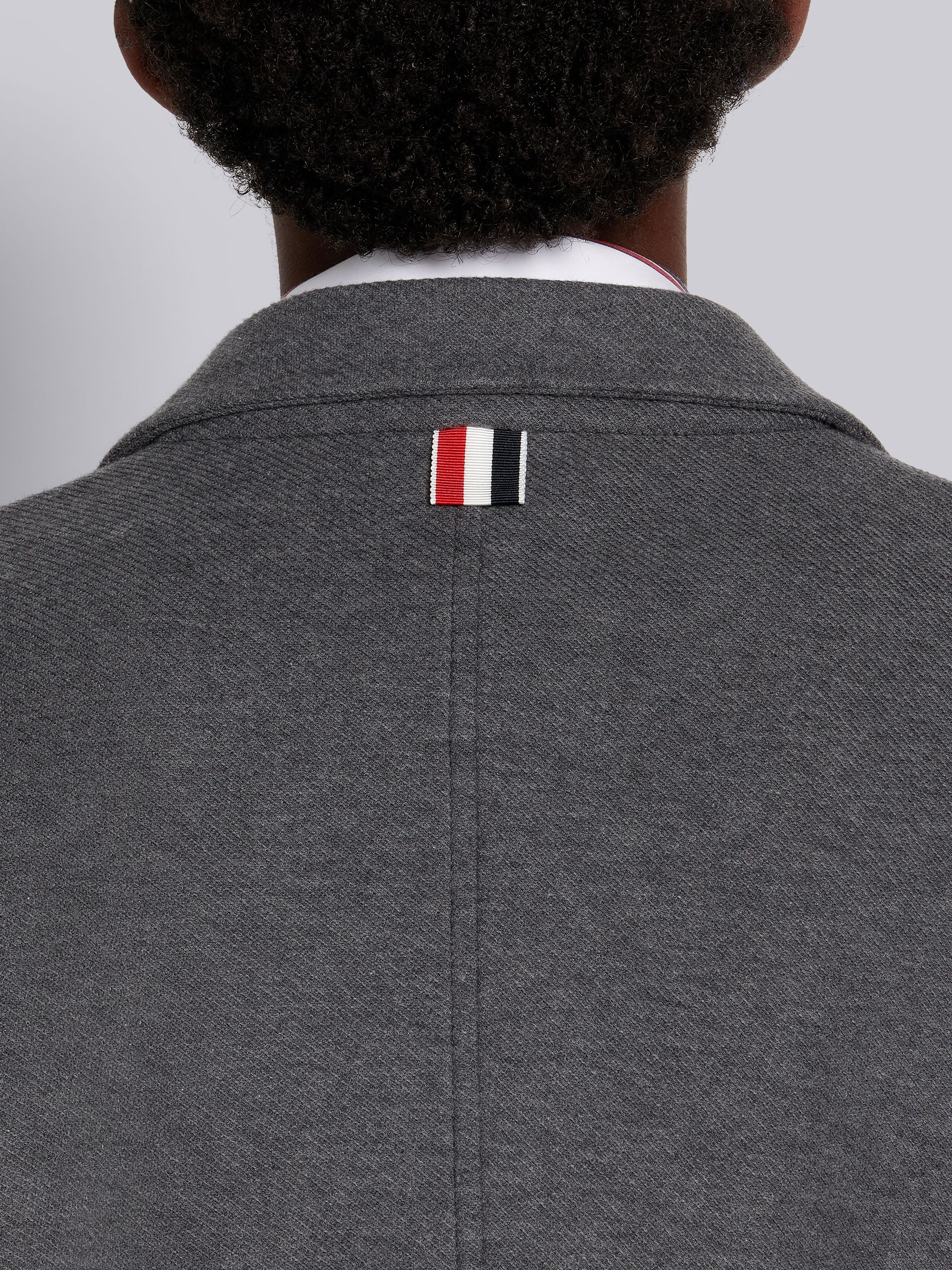 Medium Grey Double Face Tech Twill Tonal 4-Bar Sack Jacket - 6