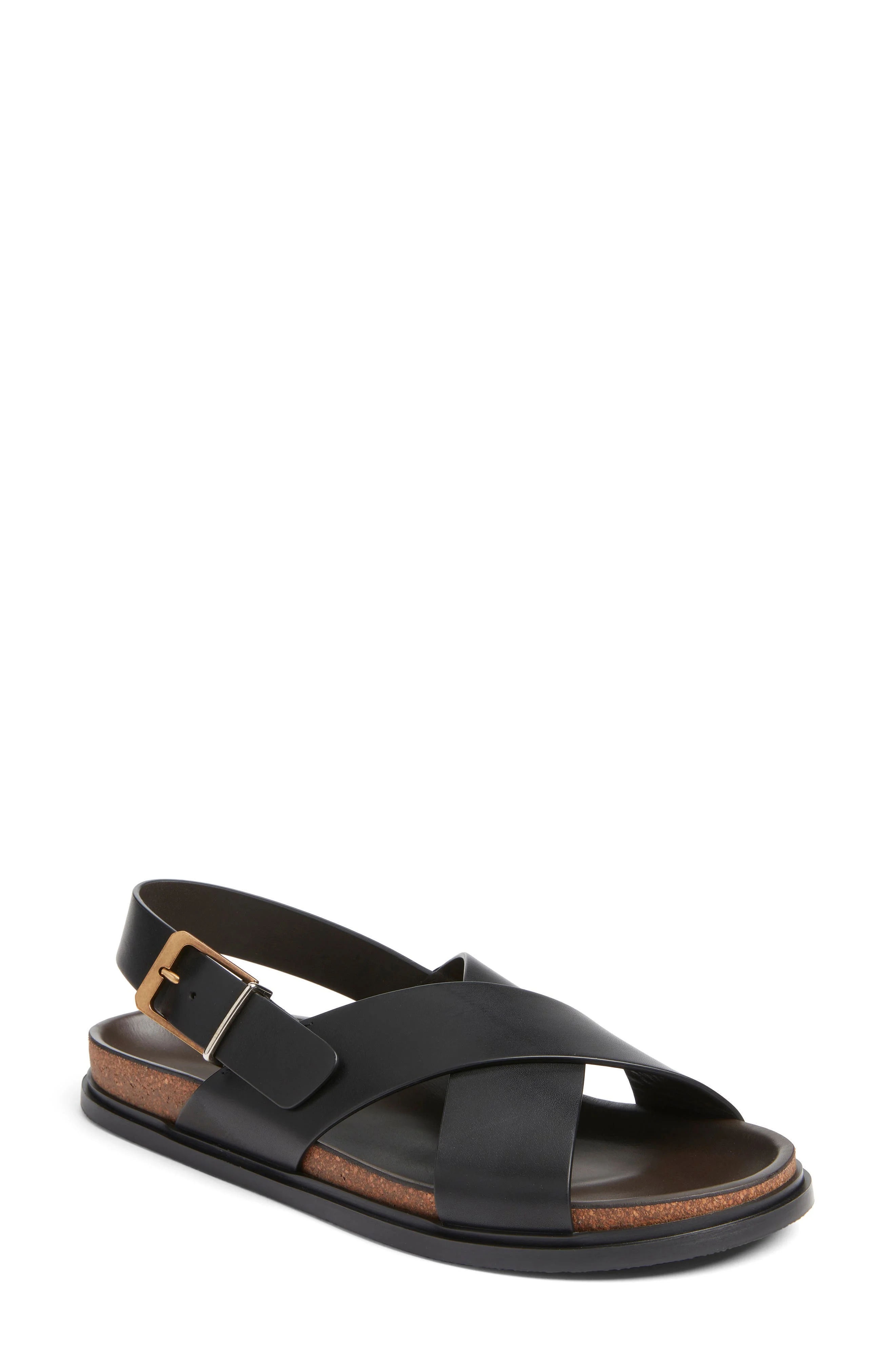 The Row Buckle Crisscross Sandal in Black at Nordstrom - 1