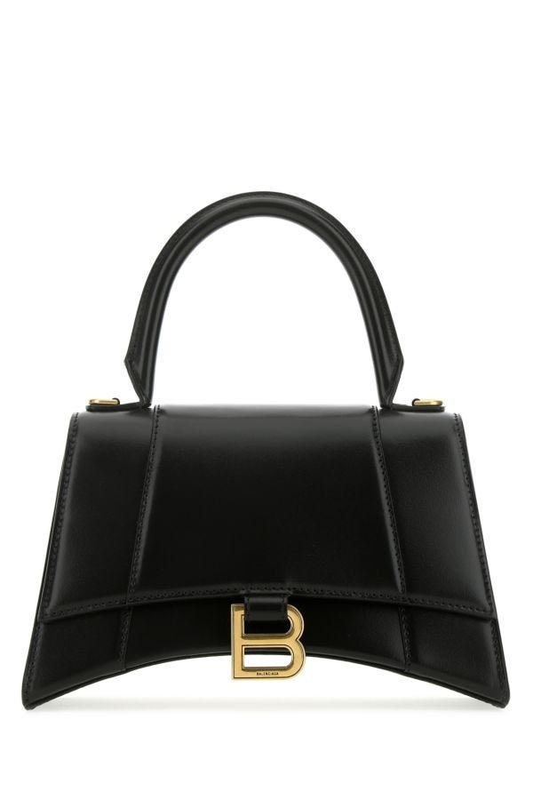 Black leather small Hourglass handbag - 1