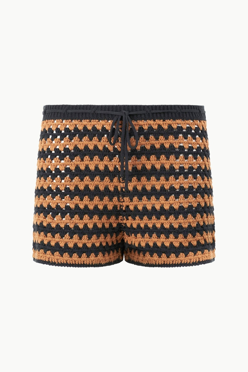 STAUD SAMARA SHORT BLACK TAN SEASHORE STRIPE - 1