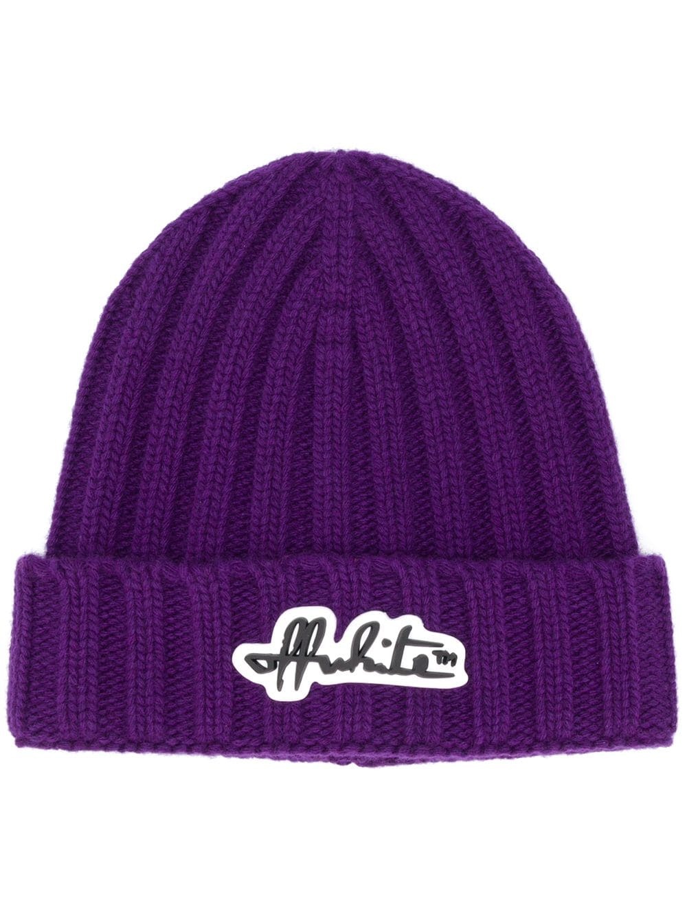 logo patch knitted beanie - 1