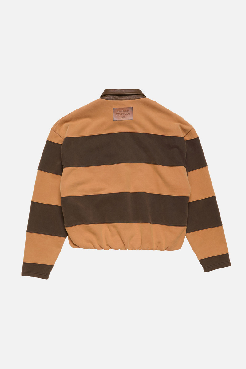 Striped polo sweater - Dark brown/cognac brown 7
