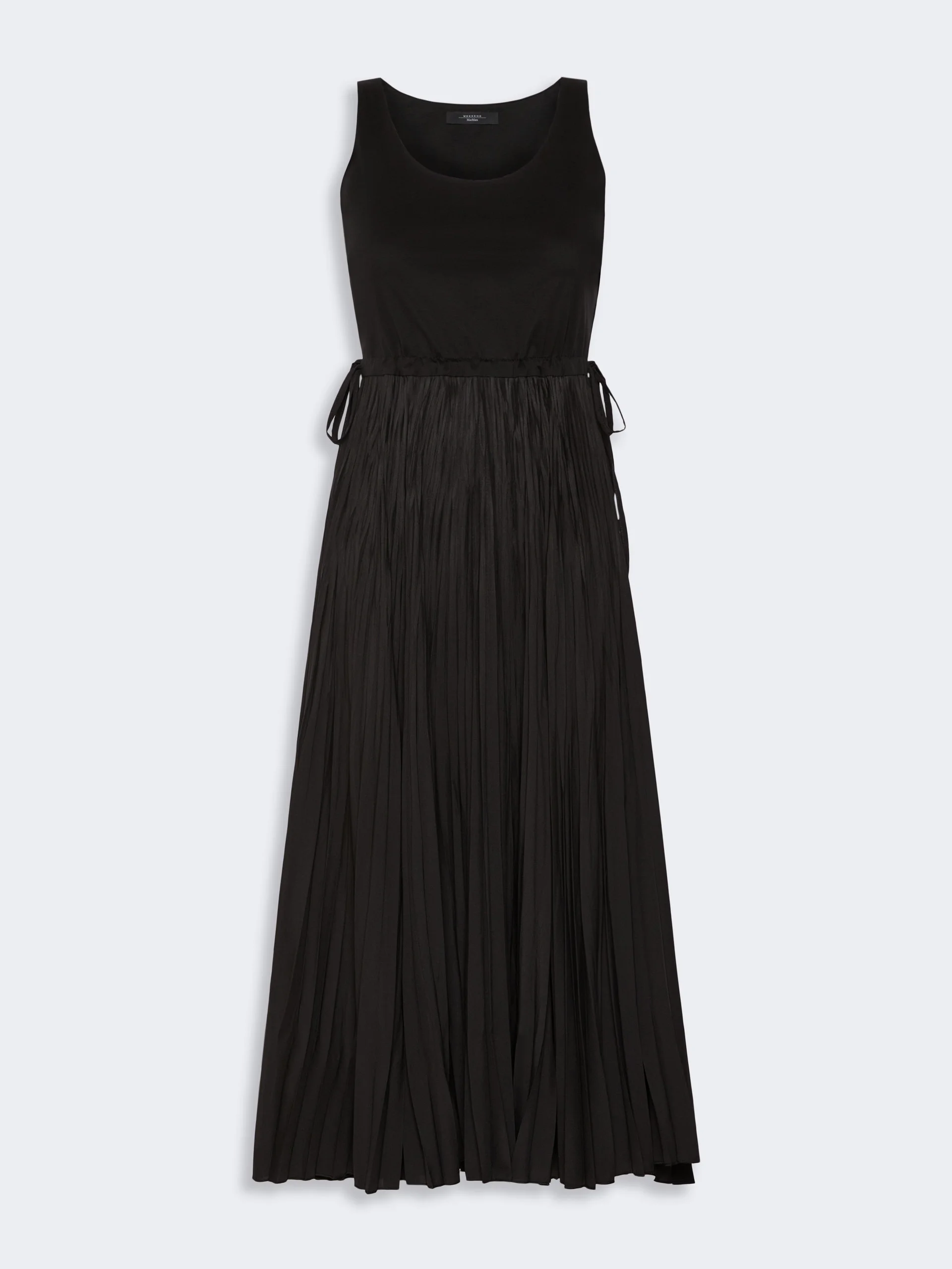 CLASSI Jersey dress with a plissé-pleated skirt - BLACK - 1