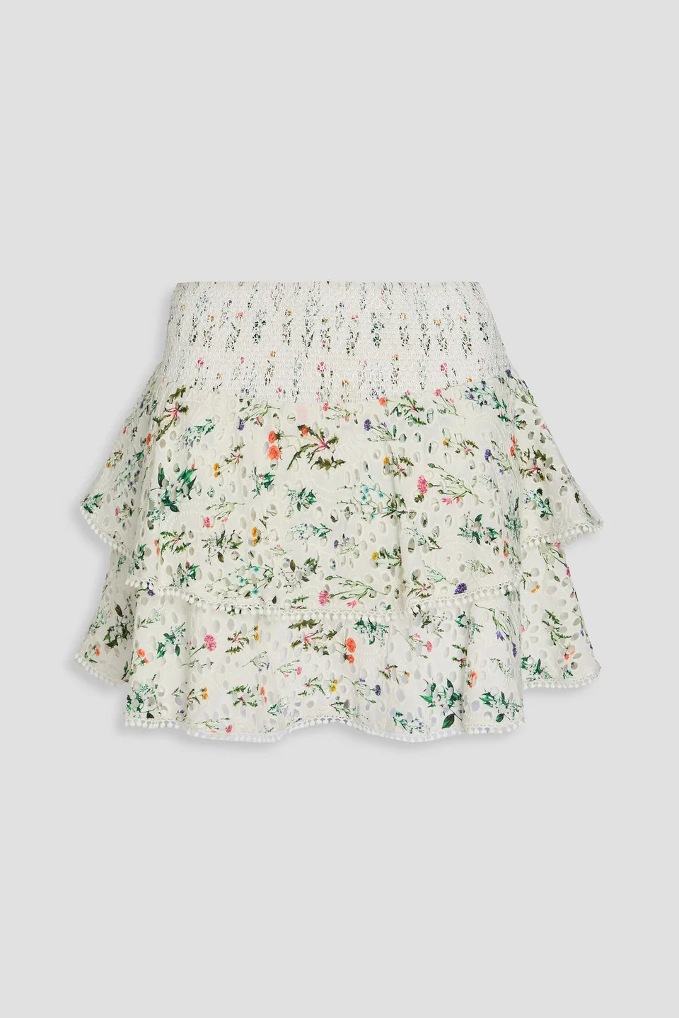 Joey floral-print broderie anglaise cotton mini skirt - 1