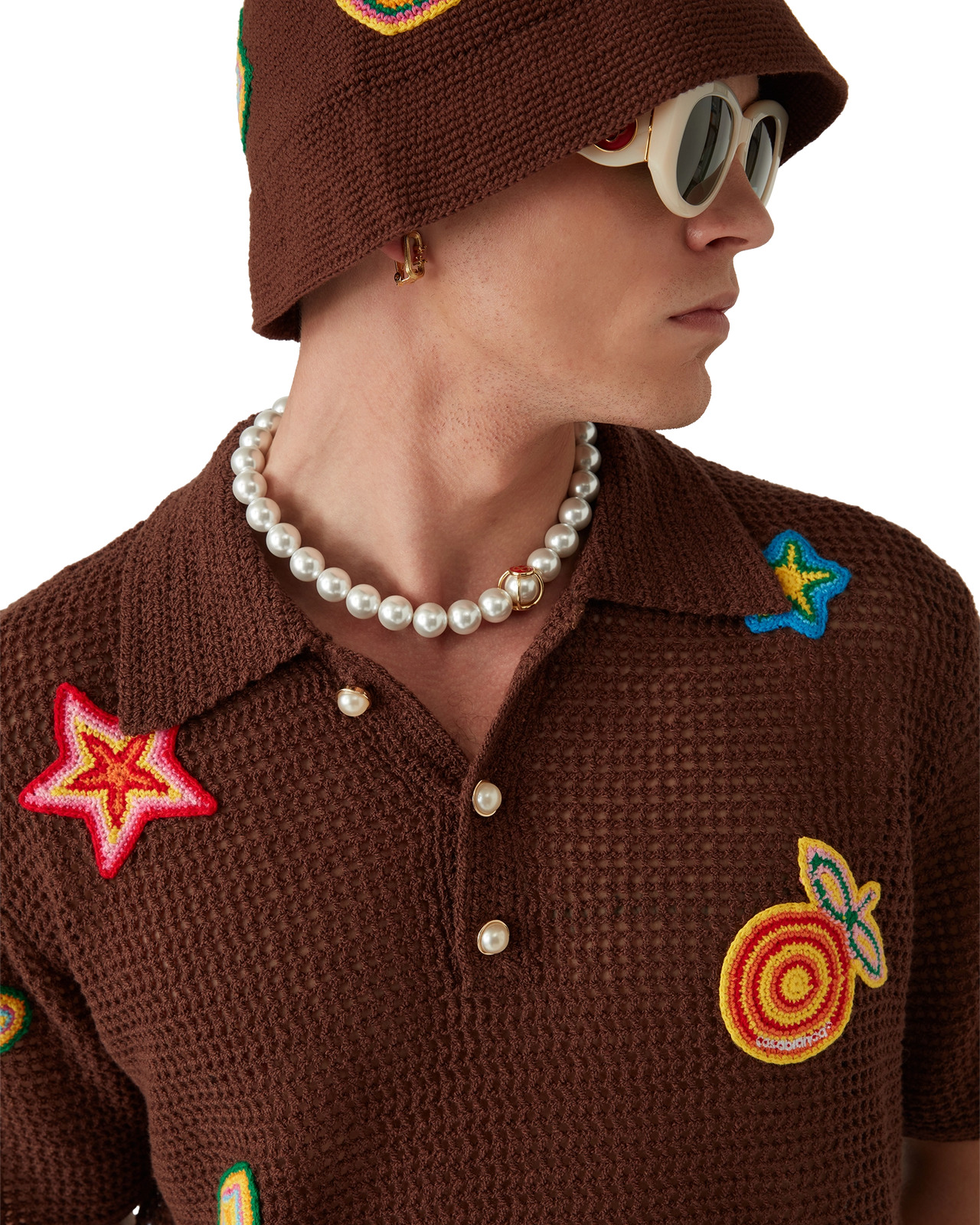 Crochet Motif Polo Shirt | Casablanca Paris - 5