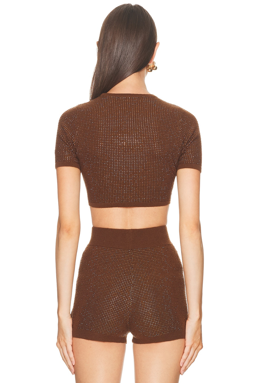 Rhinestone Embroidered Crop Top - 3