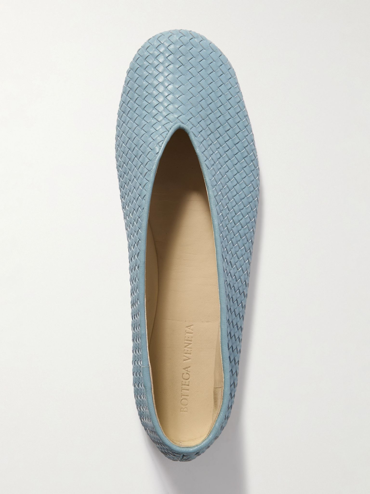Intrecciato leather ballet flats Light blue - 5