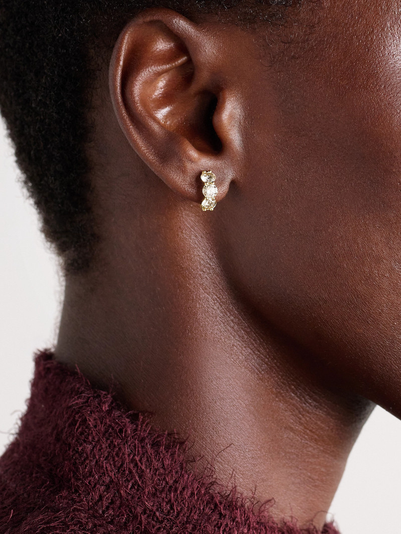 ILEANA MAKRI Cascade Huggie 18-karat Gold Diamond Hoop Earrings outlook