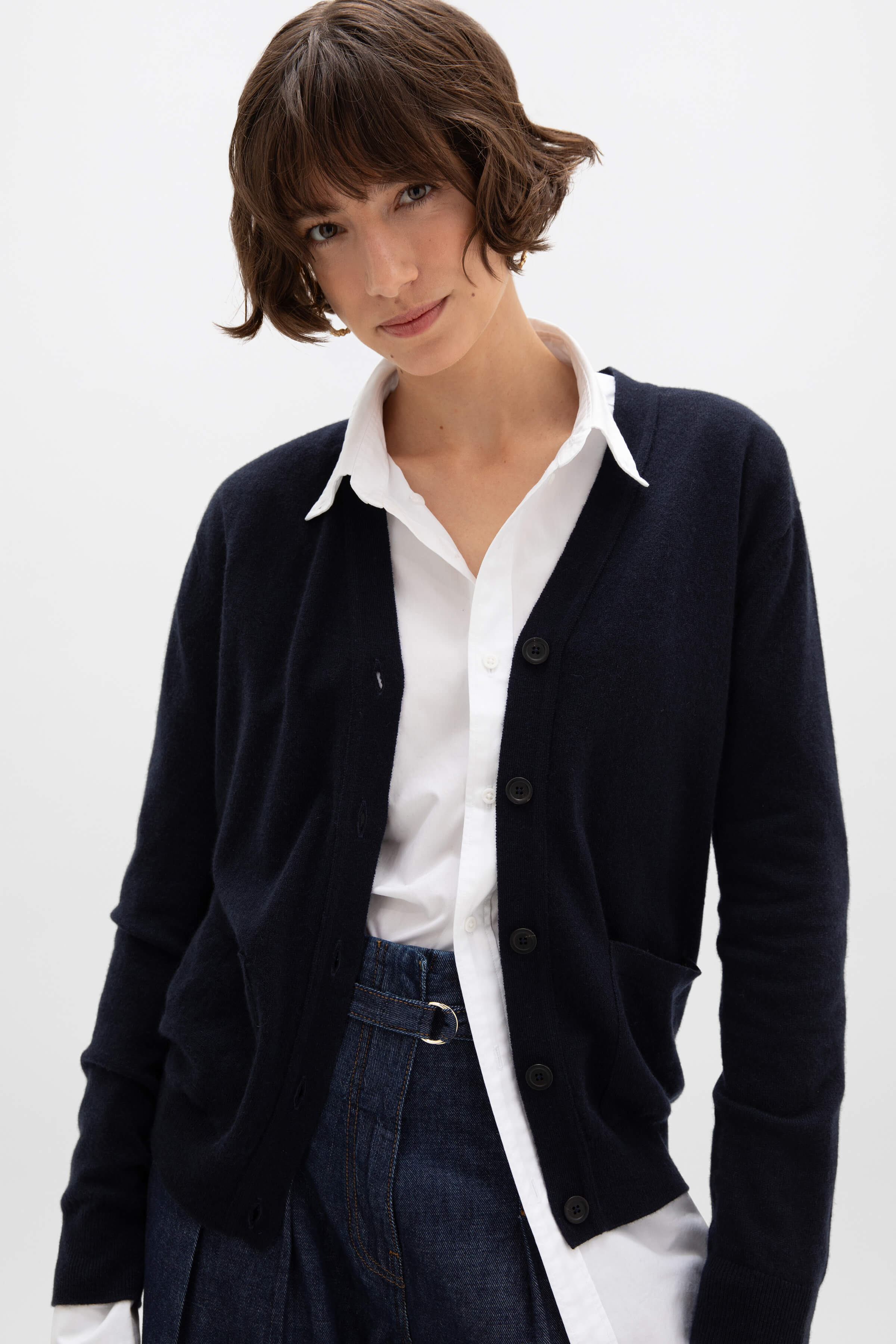 Cashmere Navy Boyfriend Cardigan - 1