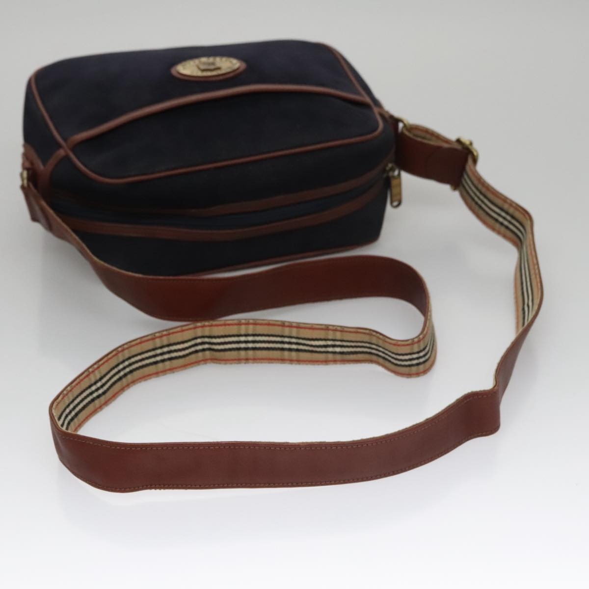 Burberry Shoulder Bag Suede Navy - 7