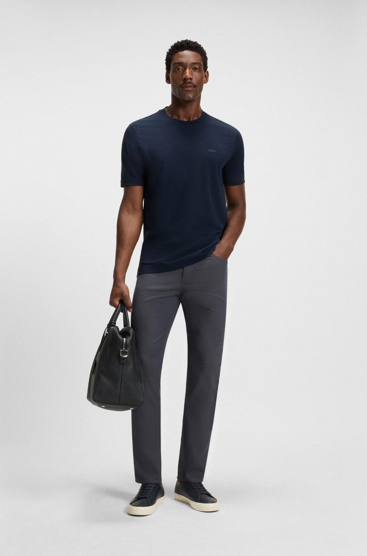 DELAWARE SLIM-FIT TROUSERS IN PATTERNED STRETCH COTTON - 3
