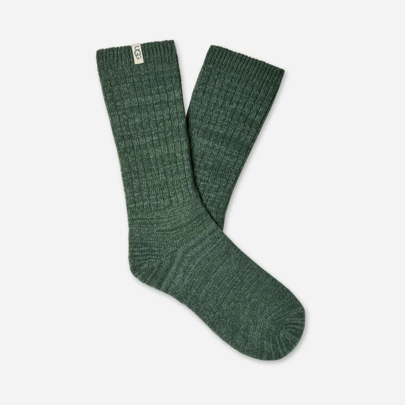 ® Women's Rib Knit Slouchy Crew Sock Polyester Blend/Recycled Materials in Green Stone - 1