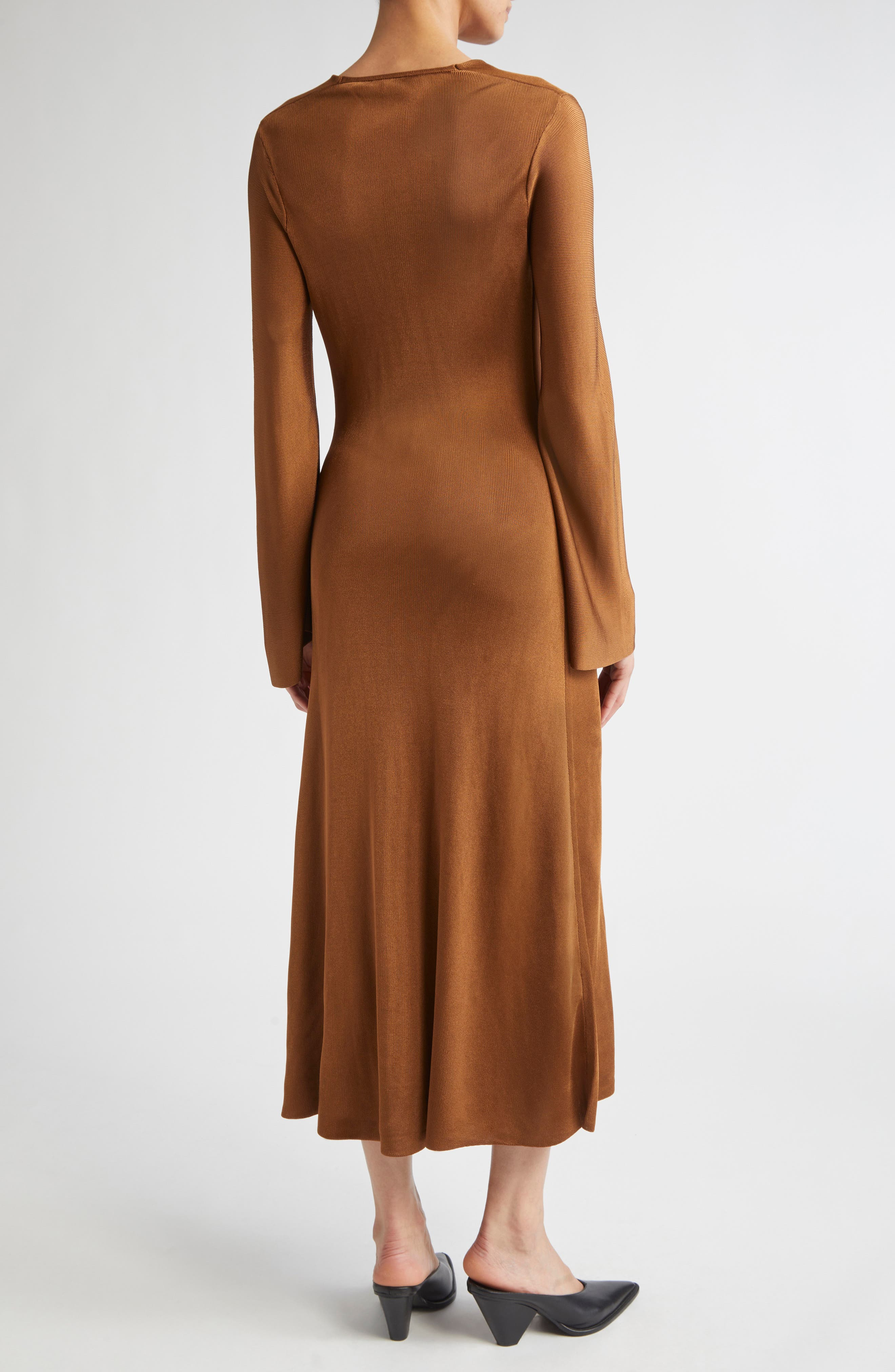 Altuzarra Milda Cowl Neck Long Sleeve Jersey Dress in Saddle at Nordstrom - 2