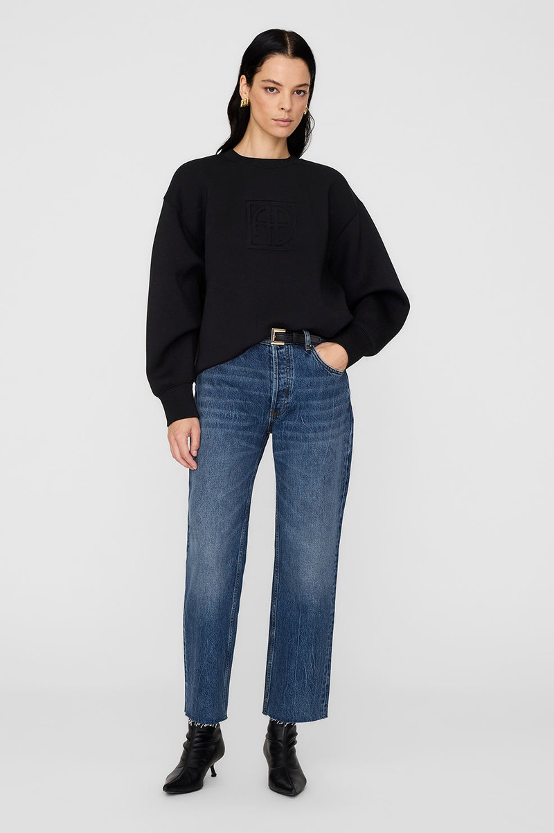 ANINE BING Alto Sweatshirt Framed Monogram - Black outlook