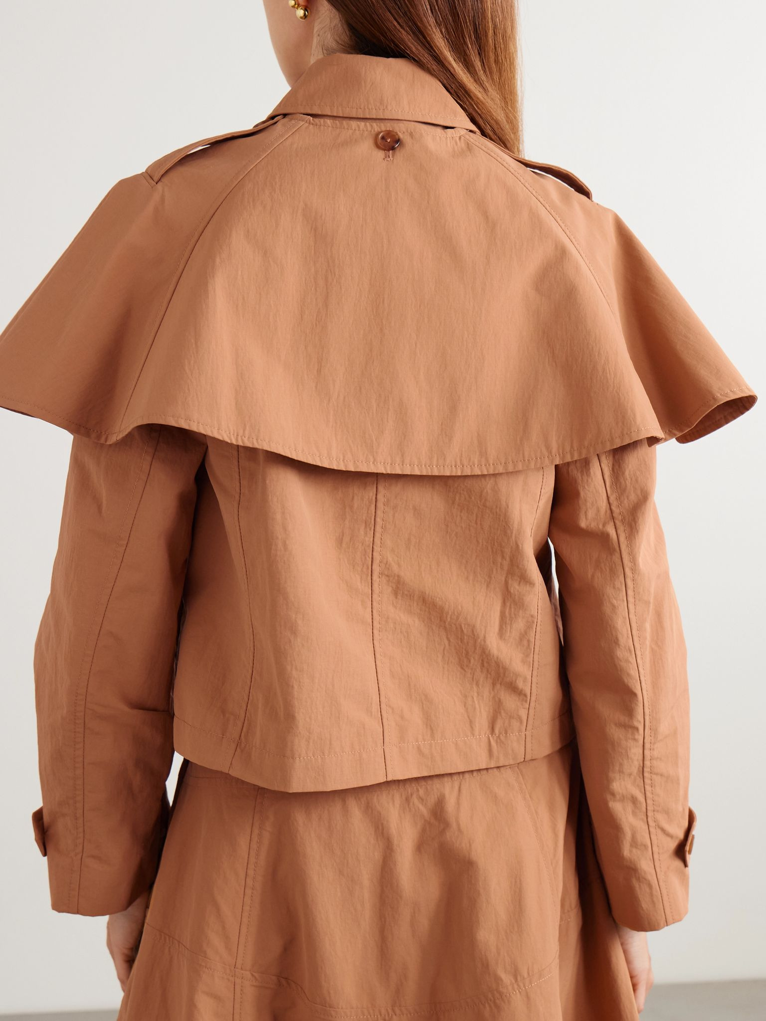 River cape-effect crinkled-shell jacket Brown - 4