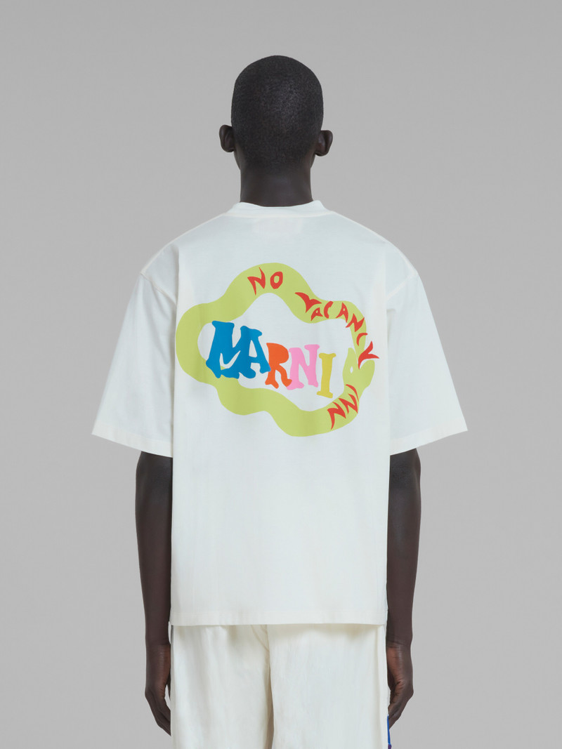 MARNI X NO VACANCY INN - WHITE T-SHIRT IN BIO COTTON JERSEY WITH SNAKE LOGO PRINT 3