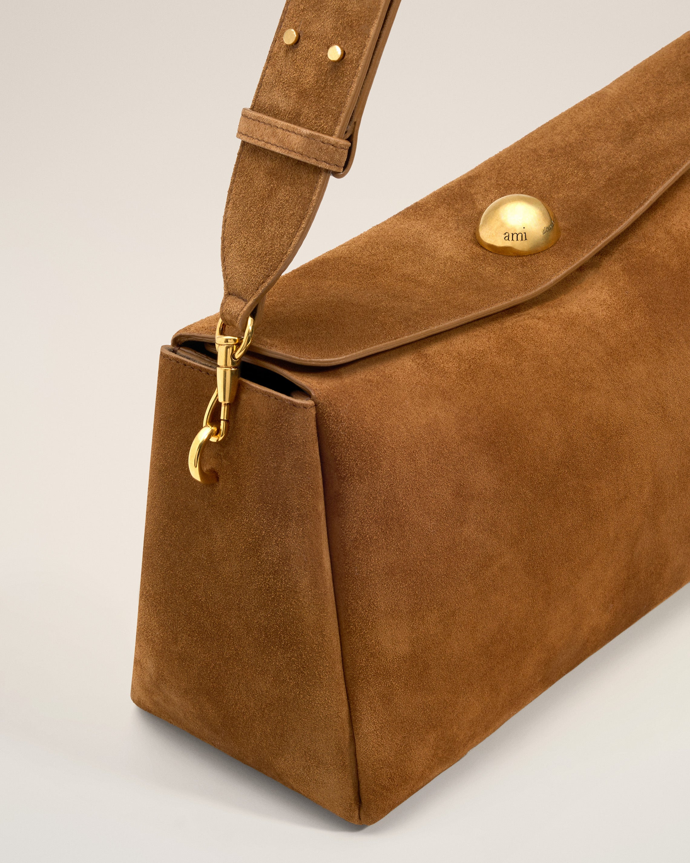 BROWN SUEDE LEATHER CARROUSEL MEDIUM BAG - 6