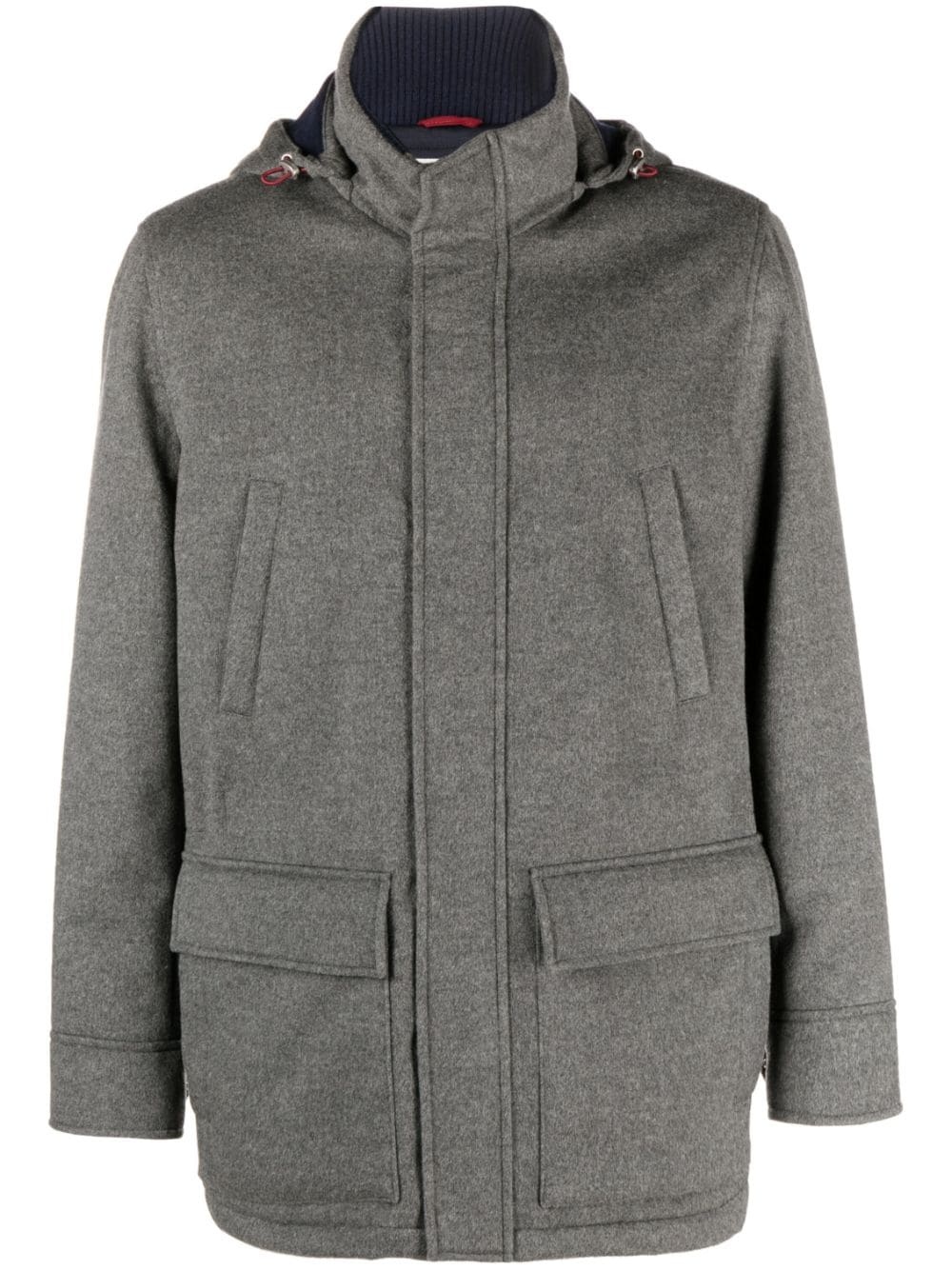 hooded padded-design cashmere coat - 1