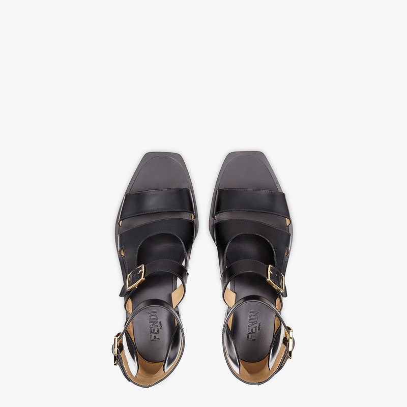Black leather sandals 4