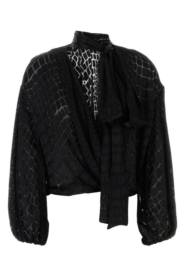 Blumarine Woman Black Devore Blouse - 1