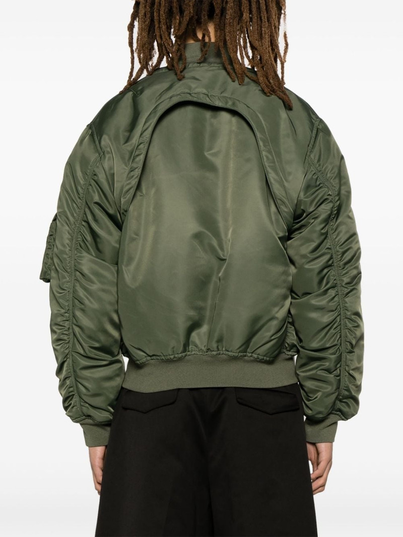 detachable-sleeve ruched bomber jacket 4