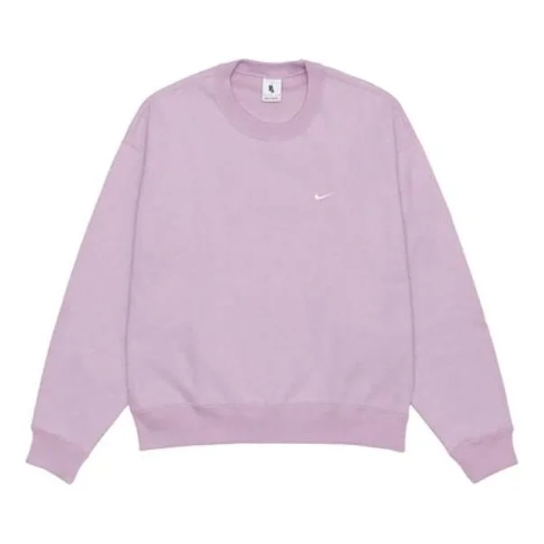 Men's Nike Lab Fleece Crew Solid Color Plush Stay Warm Sports Round Neck Pullover Pink DA0318-530 - 1