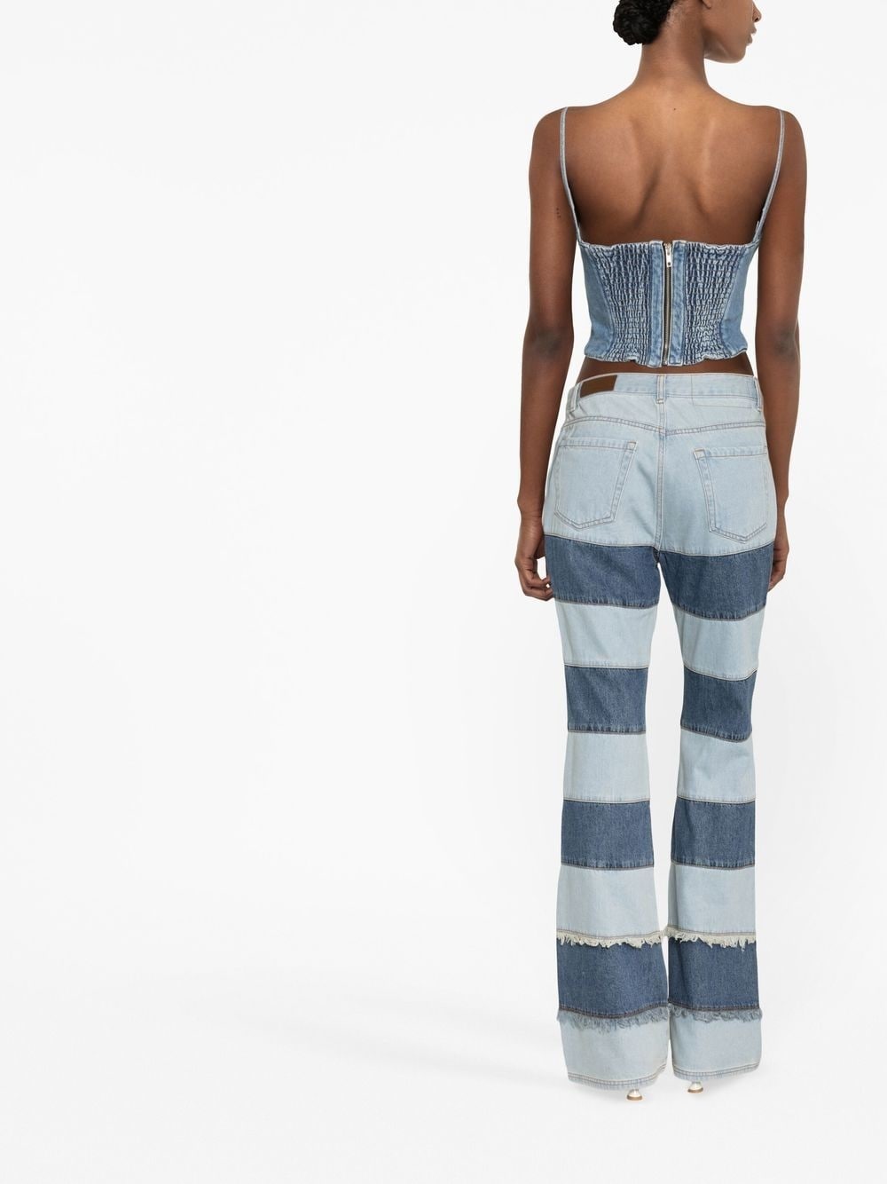 Mahina patchwork-stripe jeans - 4