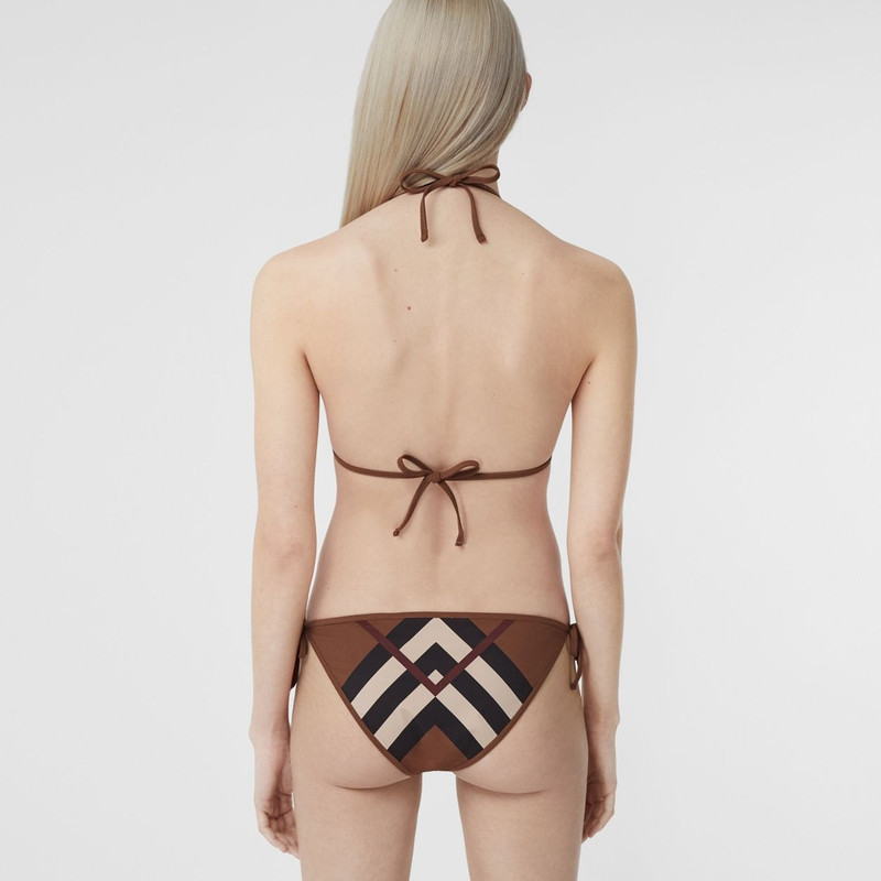 Chevron Check Stretch Nylon Triangle Bikini 4
