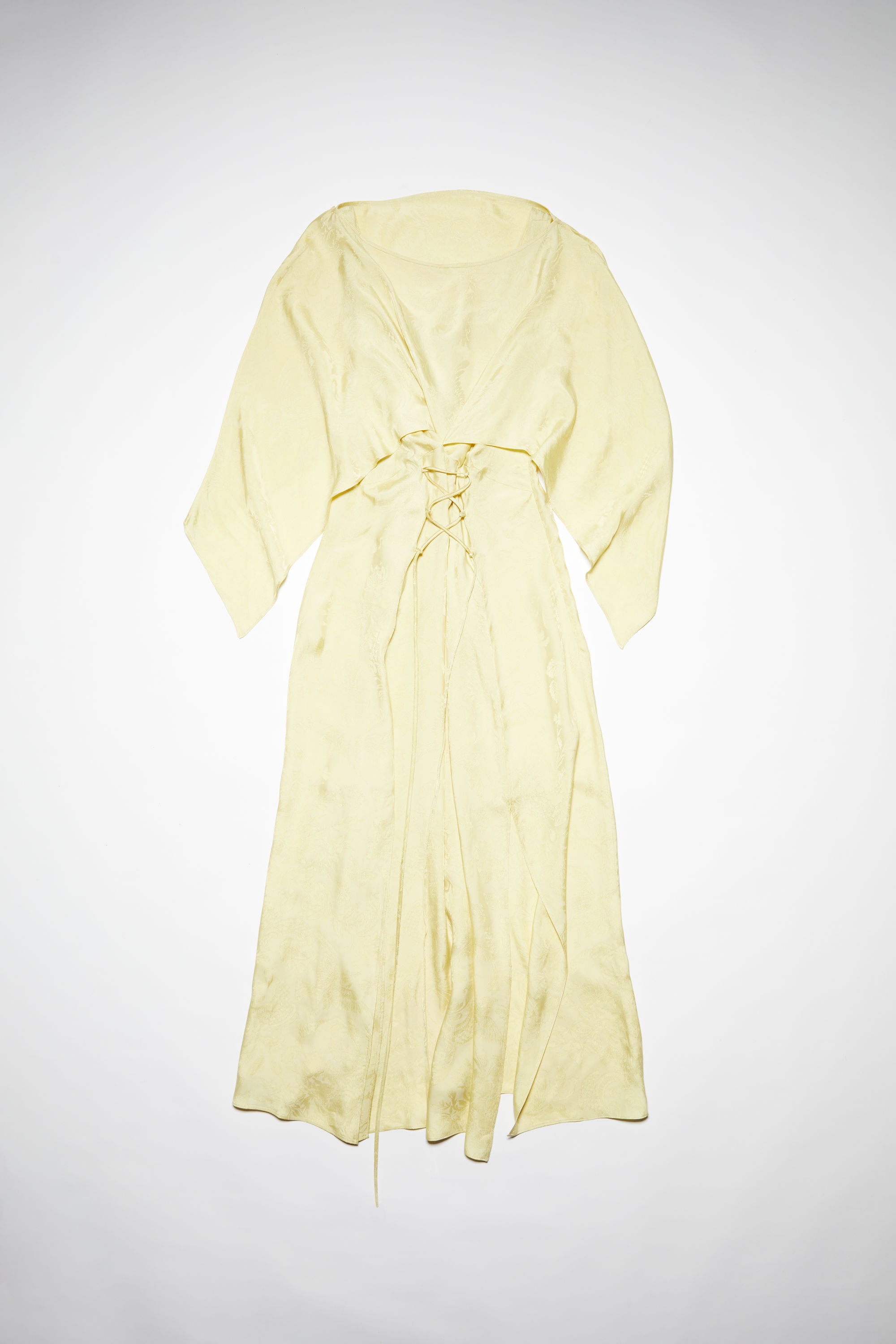 Satin tie-up layered dress - Yellow - 7