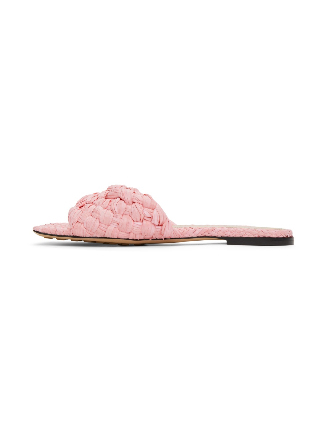 Pink Raffia Stretch Flat Sandals - 3