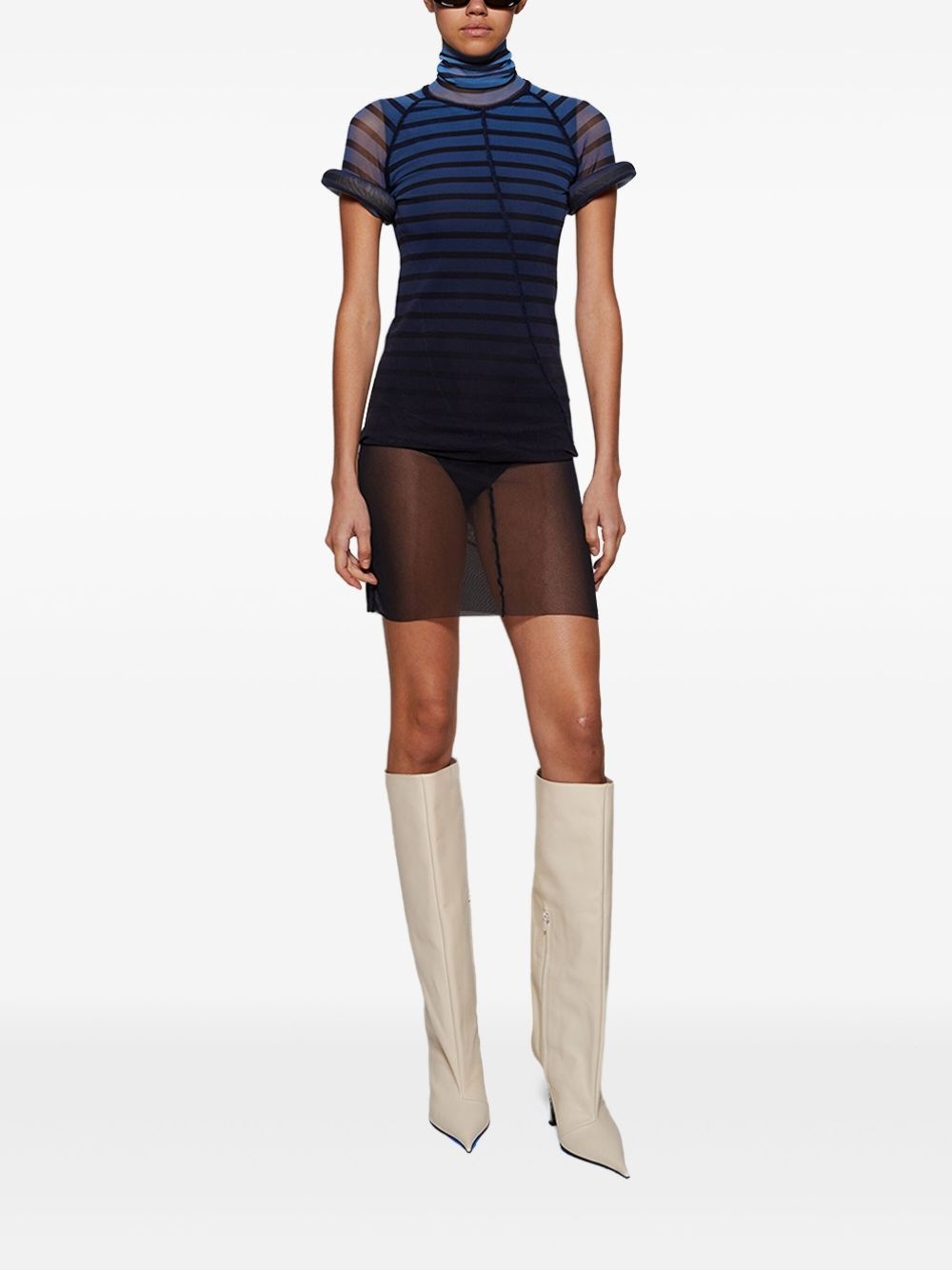 striped mesh mini dress - 2