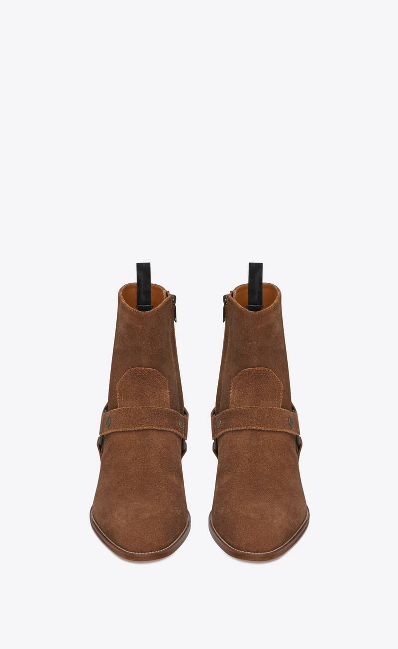SAINT LAURENT wyatt harness boots in suede outlook