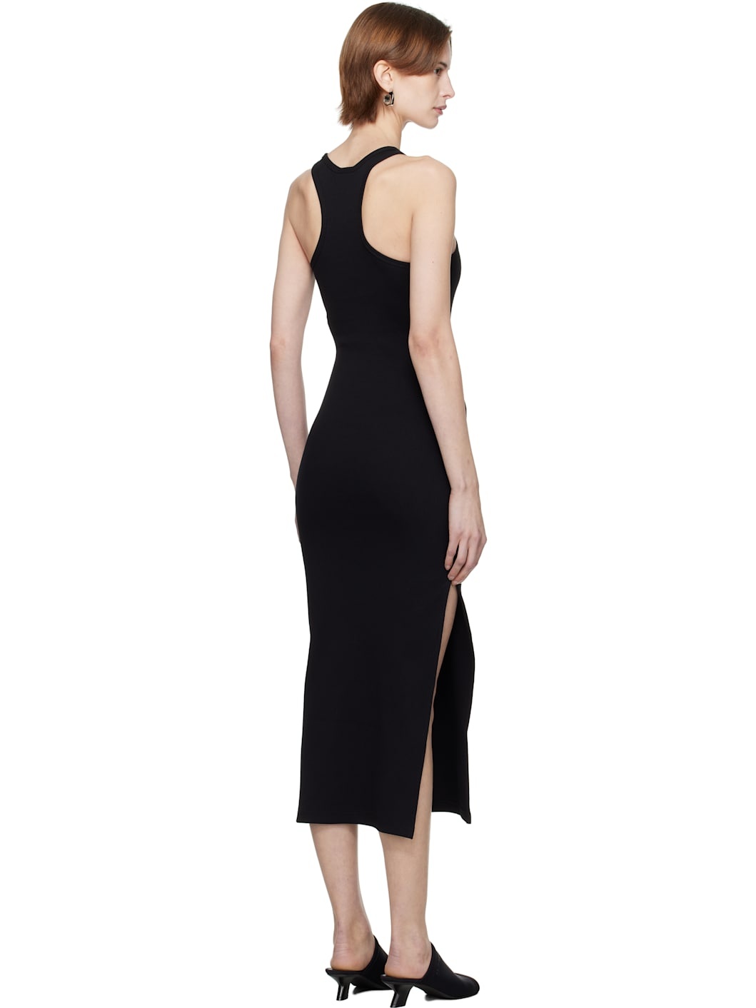 Black Scuba 90's Rib Midi Dress - 3