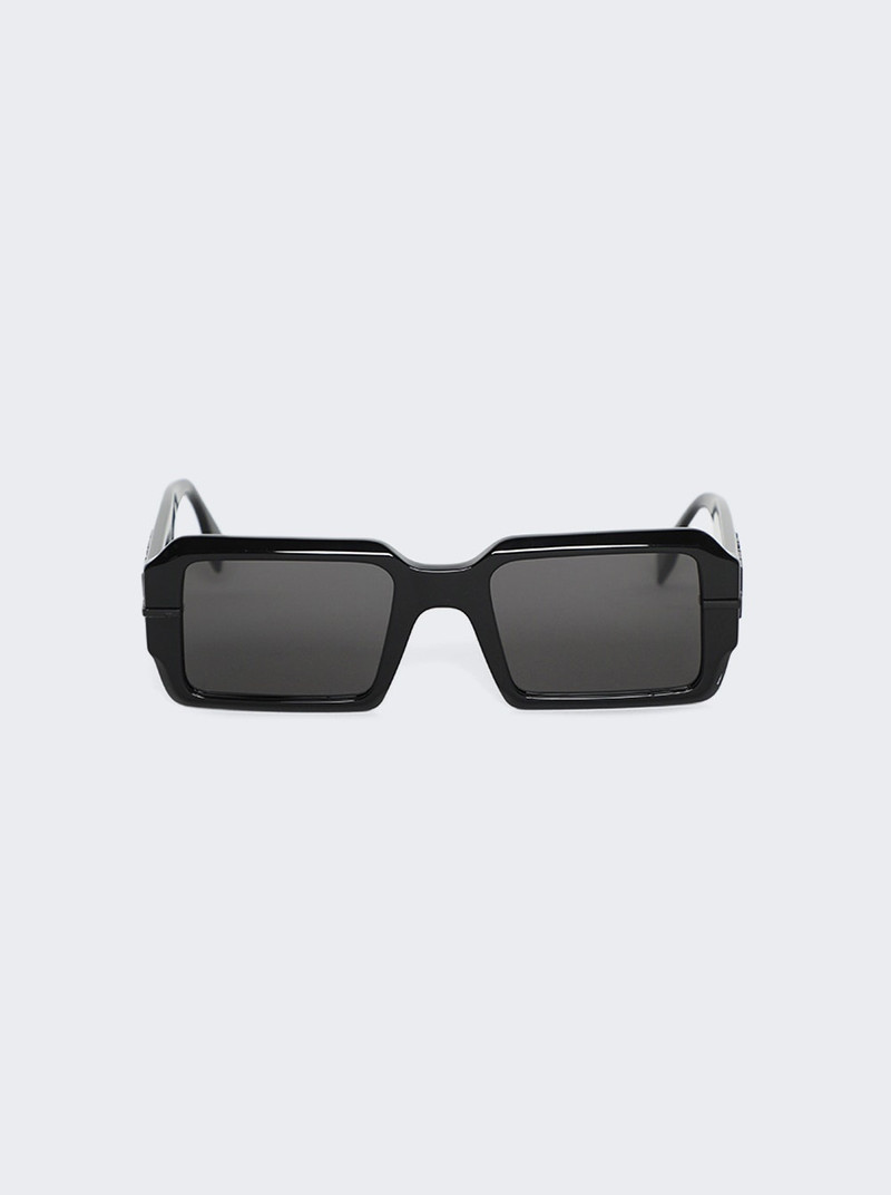 Rectangle Sunglasses Shiny Black and Smoke - 1