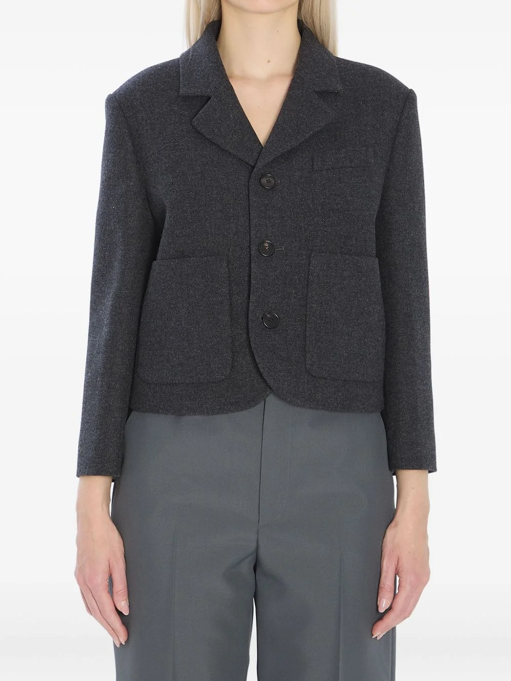 patch-pocket wool jacket - 1
