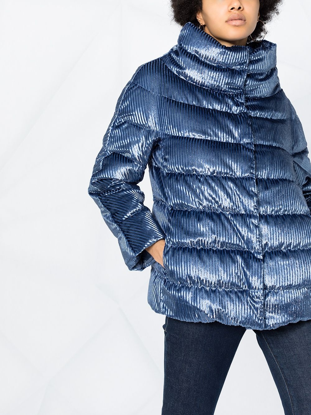 vertical stripe padded jacket - 5