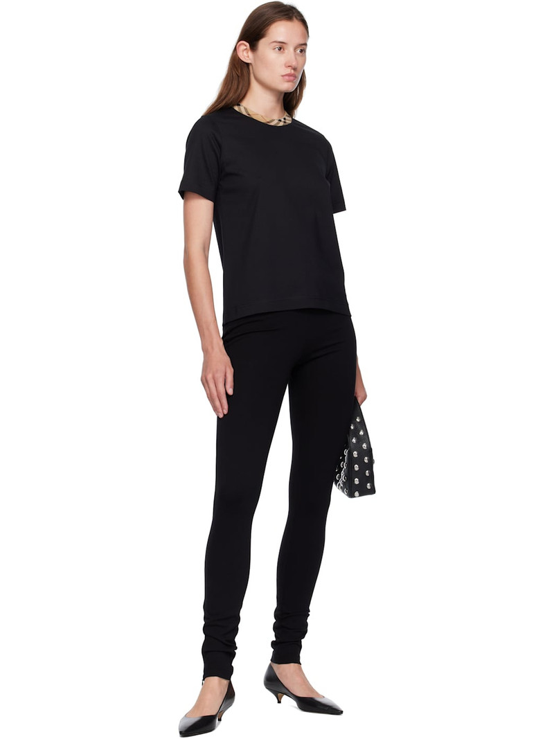 Burberry Black Check Trim Cotton T-shirt outlook
