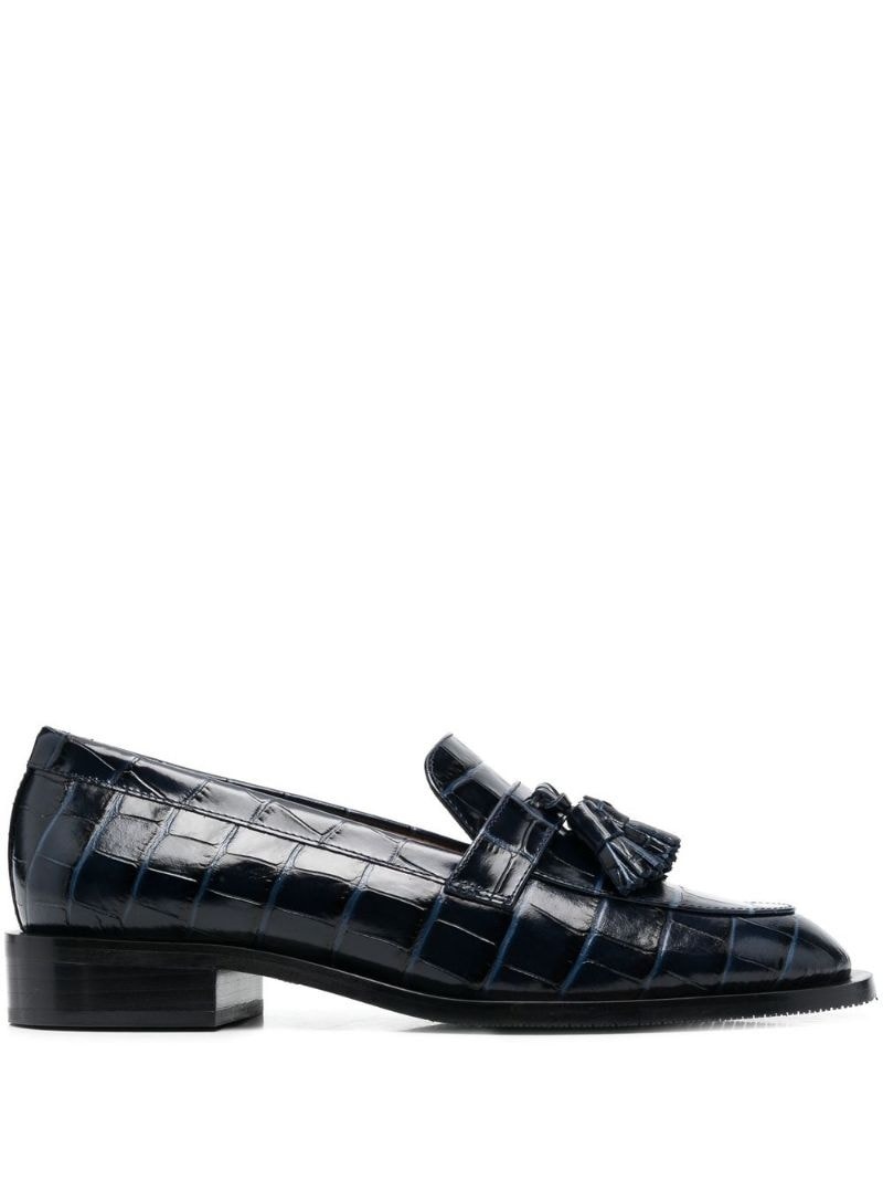 crocodile-effect tasseled loafers - 1