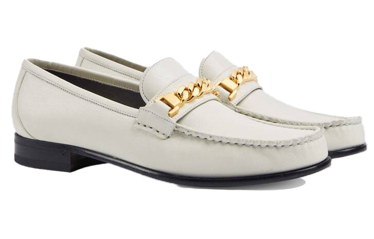 (WMNS) Gucci Chain Loafers Shoes White 645445-16M00-9050 - 3