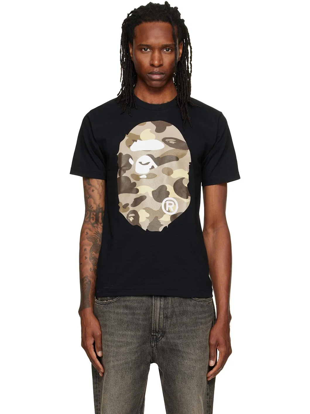 Black Color Camo Big Ape Head T-shirt - 1