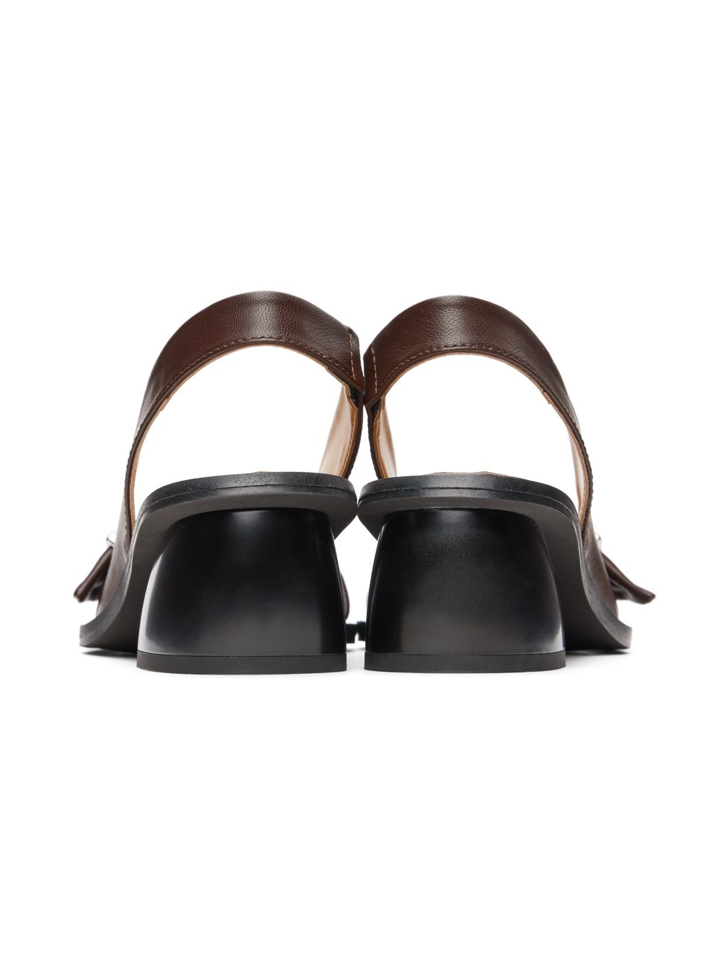 Brown Feminine Buckle Slingback Heels - 2