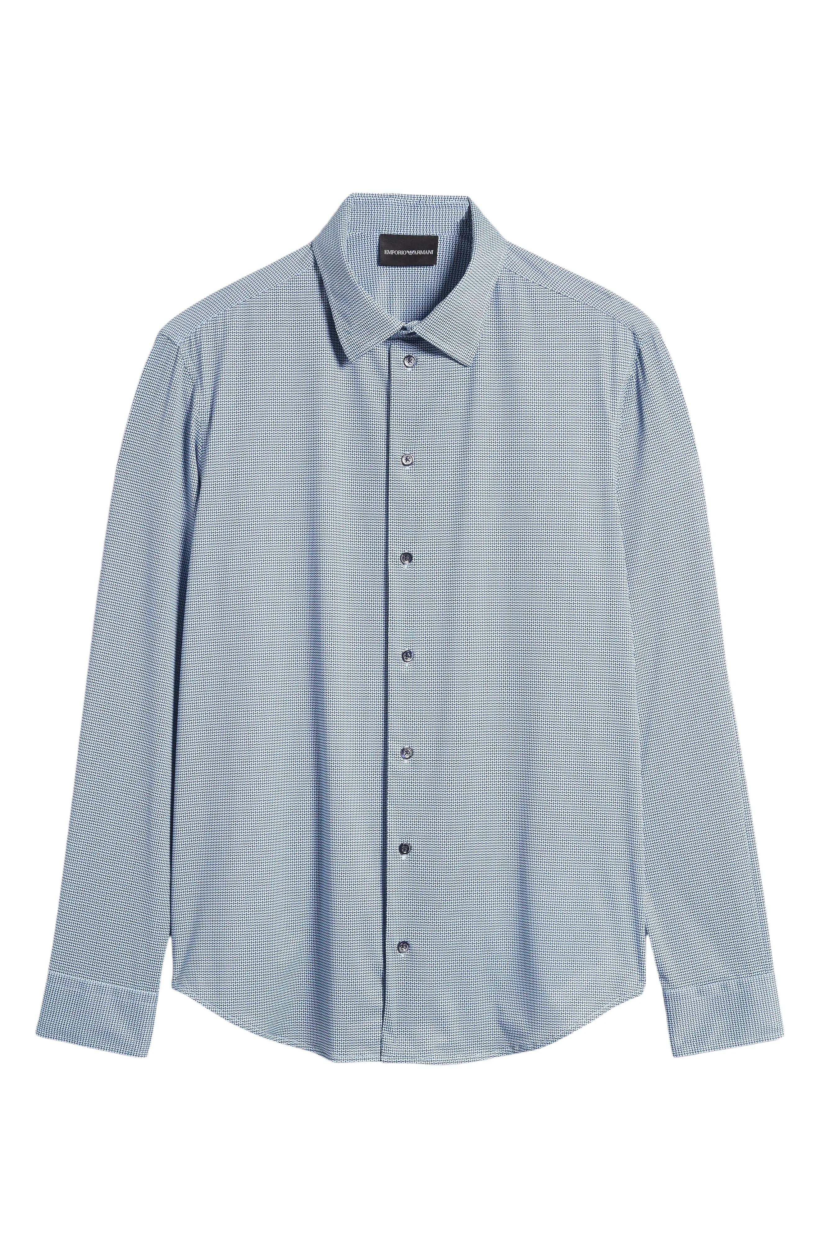 Micropattern Stretch Button-Up Shirt in Solid Light/Pastel B - 6