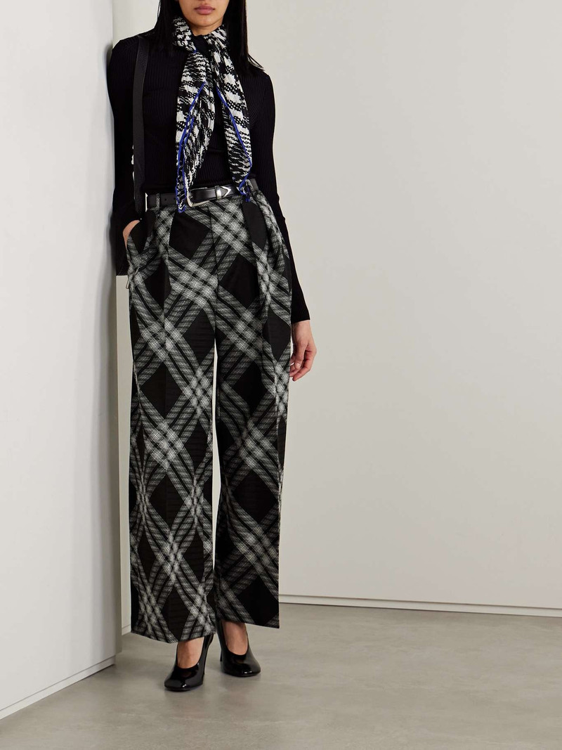 Burberry Pleated checked wool straight-leg pants outlook