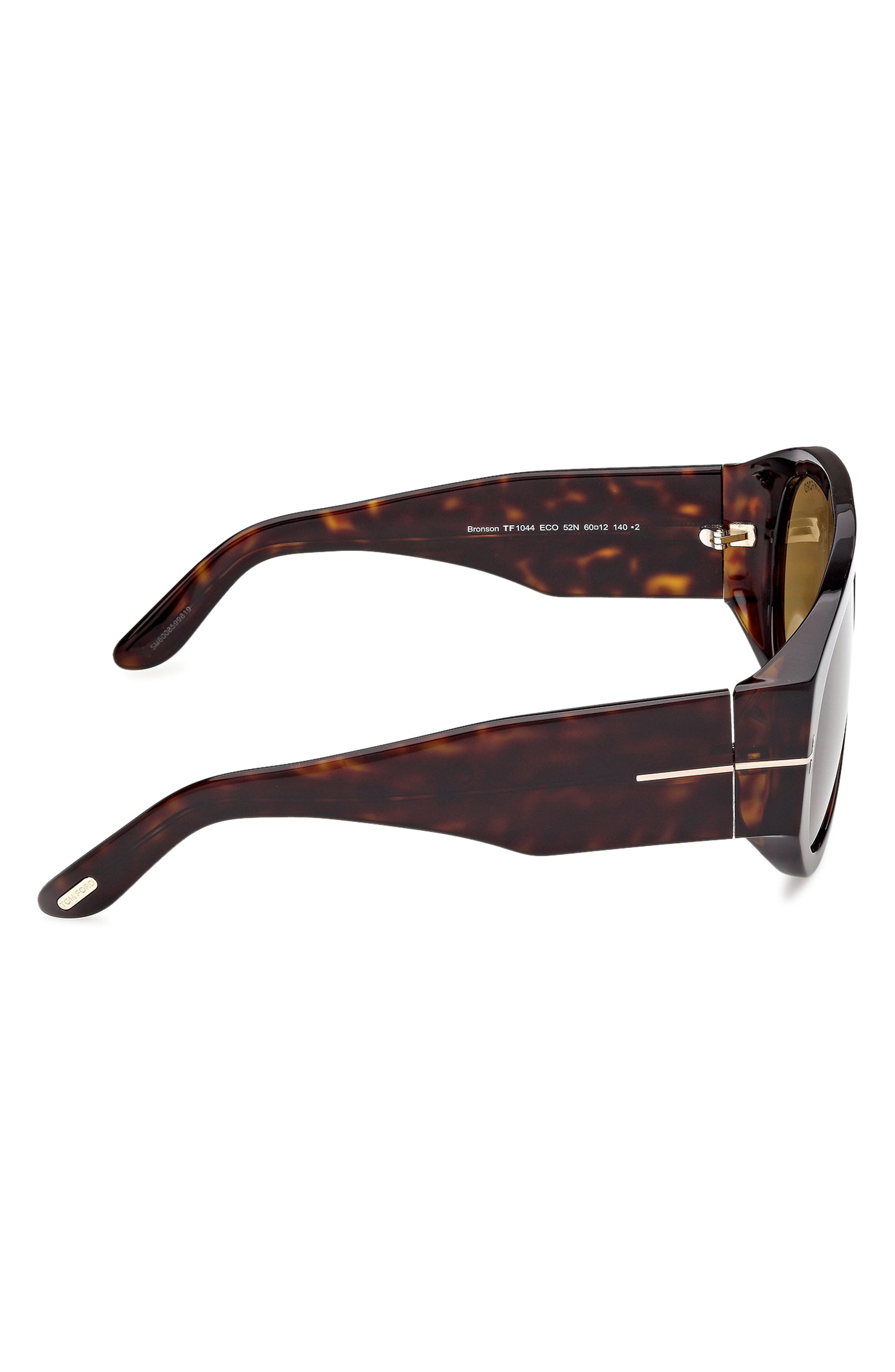 TOM FORD Bronson 60mm Aviator Sunglasses in Classic Dark Havana/Green at Nordstrom - 3