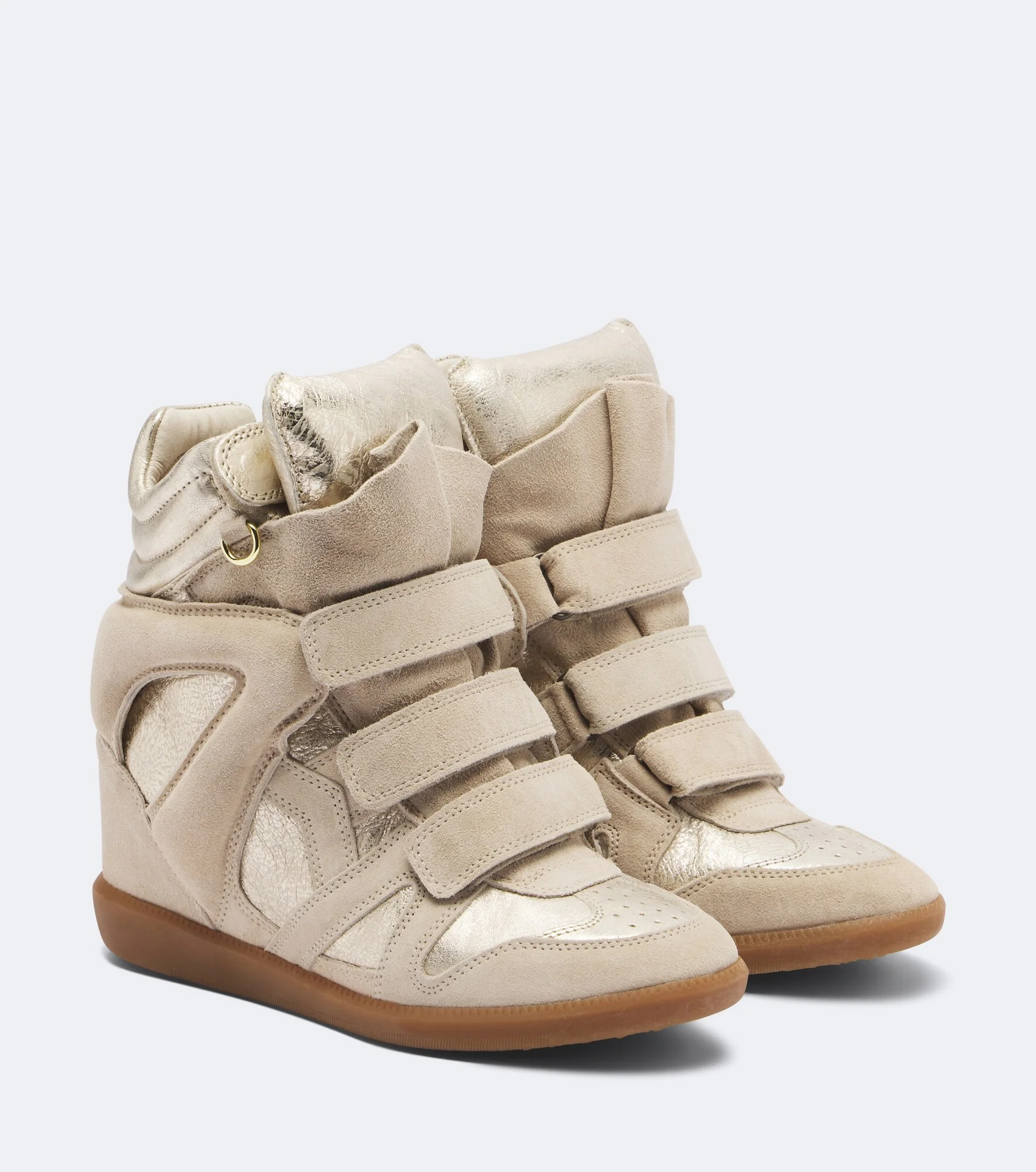 Bekett metallic leather and suede wedge sneakers - 1