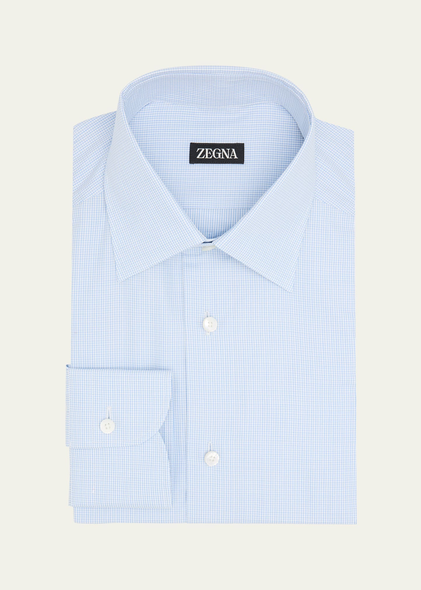 Men's Cotton Mini-Plaid Dress Shirt - 1