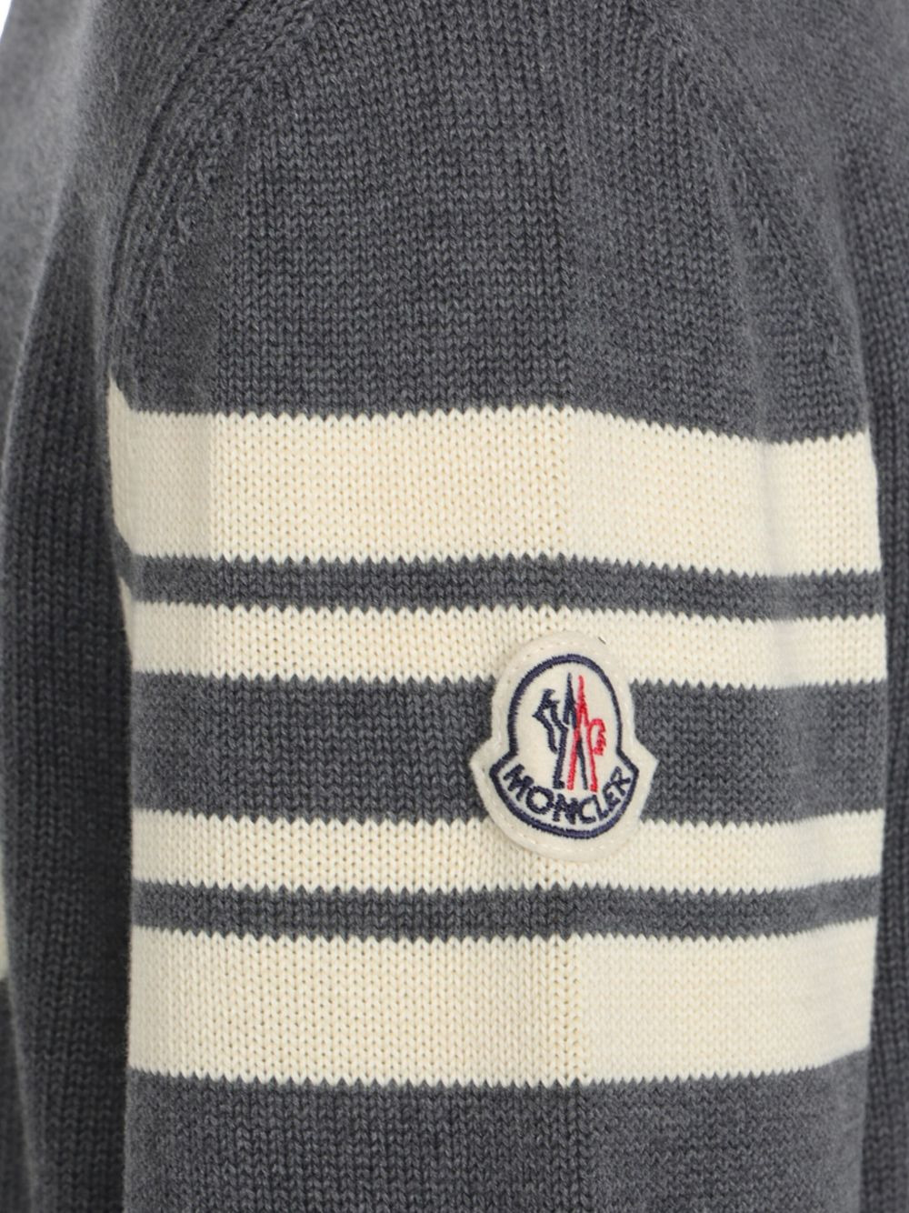 logo-embroidered striped-sleeve sweater - 3