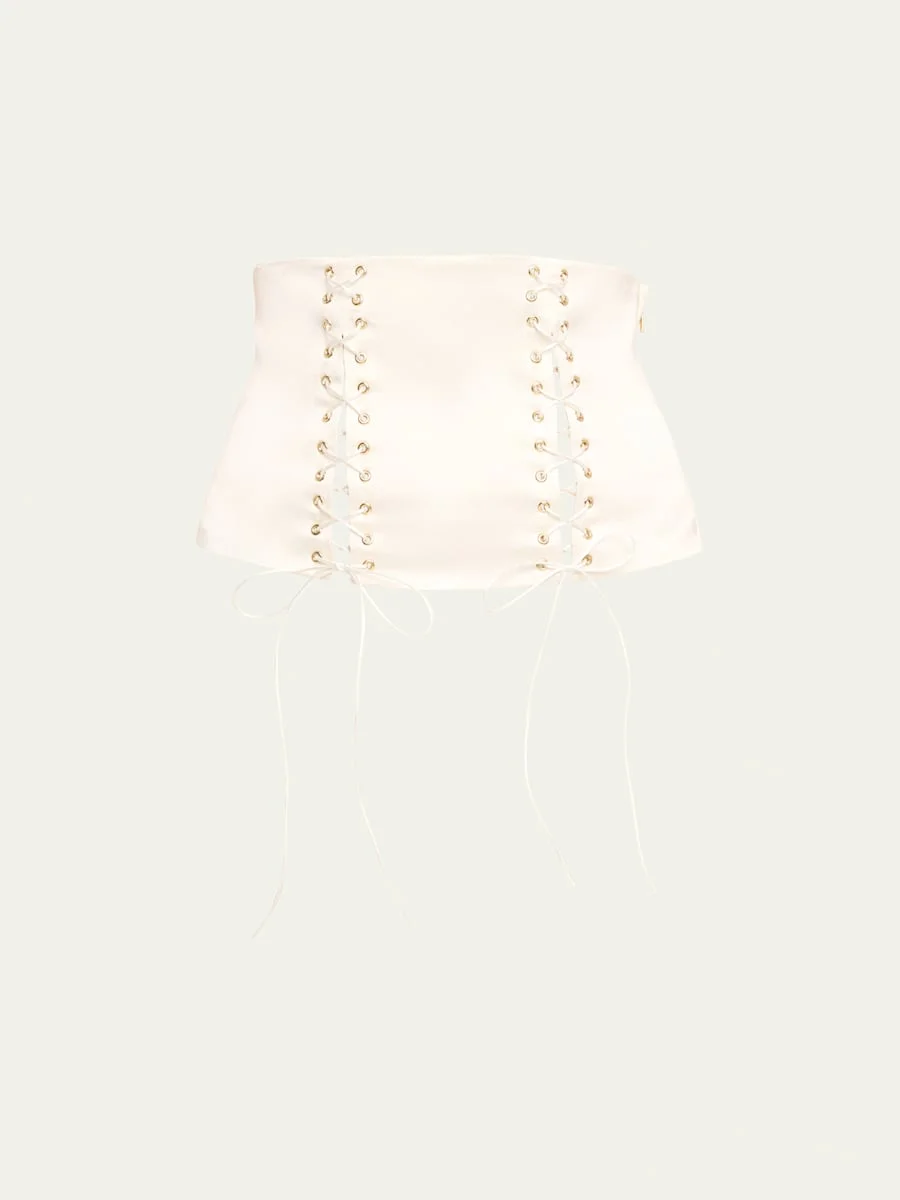 La Madame Lace-Up Silk Waist Cincher - 1